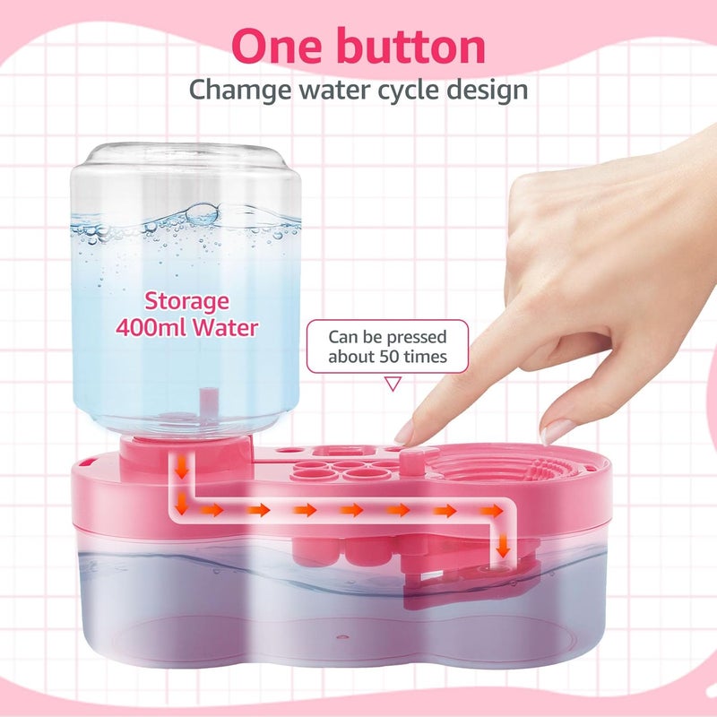 KarHoeGern 2026 Paint Brush Cleaner for Kids Water Circulation Paint with Drain Paint Water Dispenser with Palette Brush Holder Paint Brush Washer for Acrylic Painting Watercolor Art (pink) - Image 3